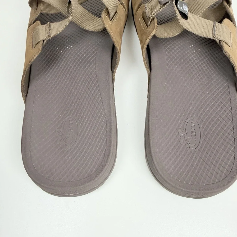 Chaco Lowdown Leather Slide Sandals Mens Size 14 Brown Adjustable Comfort